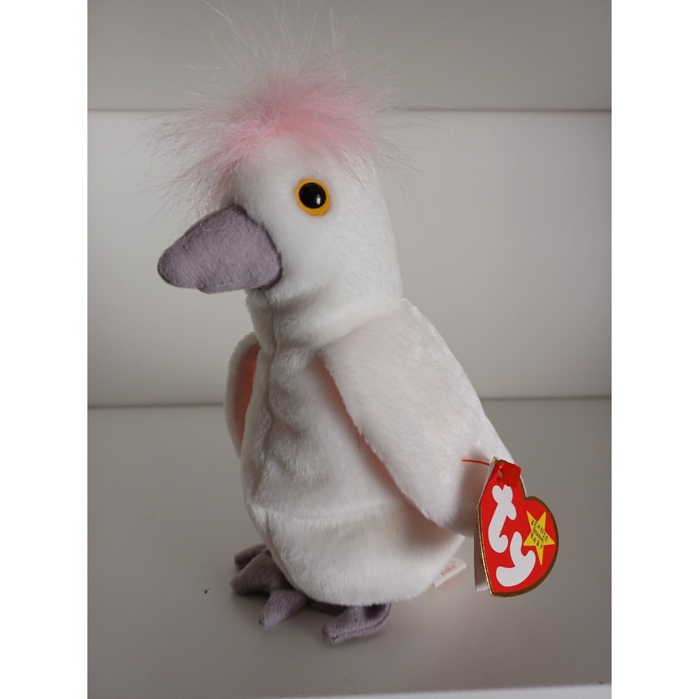 Vintage Kuku The Cocatoo Ty Beanie Baby Plush Stuffed Animal Collectible Toy